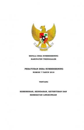 PERDES 2018 NO 7 TAHUN 2018 KEBERSIHAN KEINDAHAN KETERTIBAN DAN KESEHATAN LINGKUNGAN