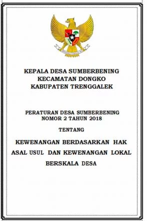 Peraturan Desa Nomor 2 Tahun 2018 tentang Kewenangan dan Hak Asal Usul Desa