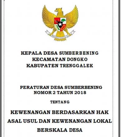 PERDES NOMOR 1 TAHUN 2018 DESA SUMBERBENING